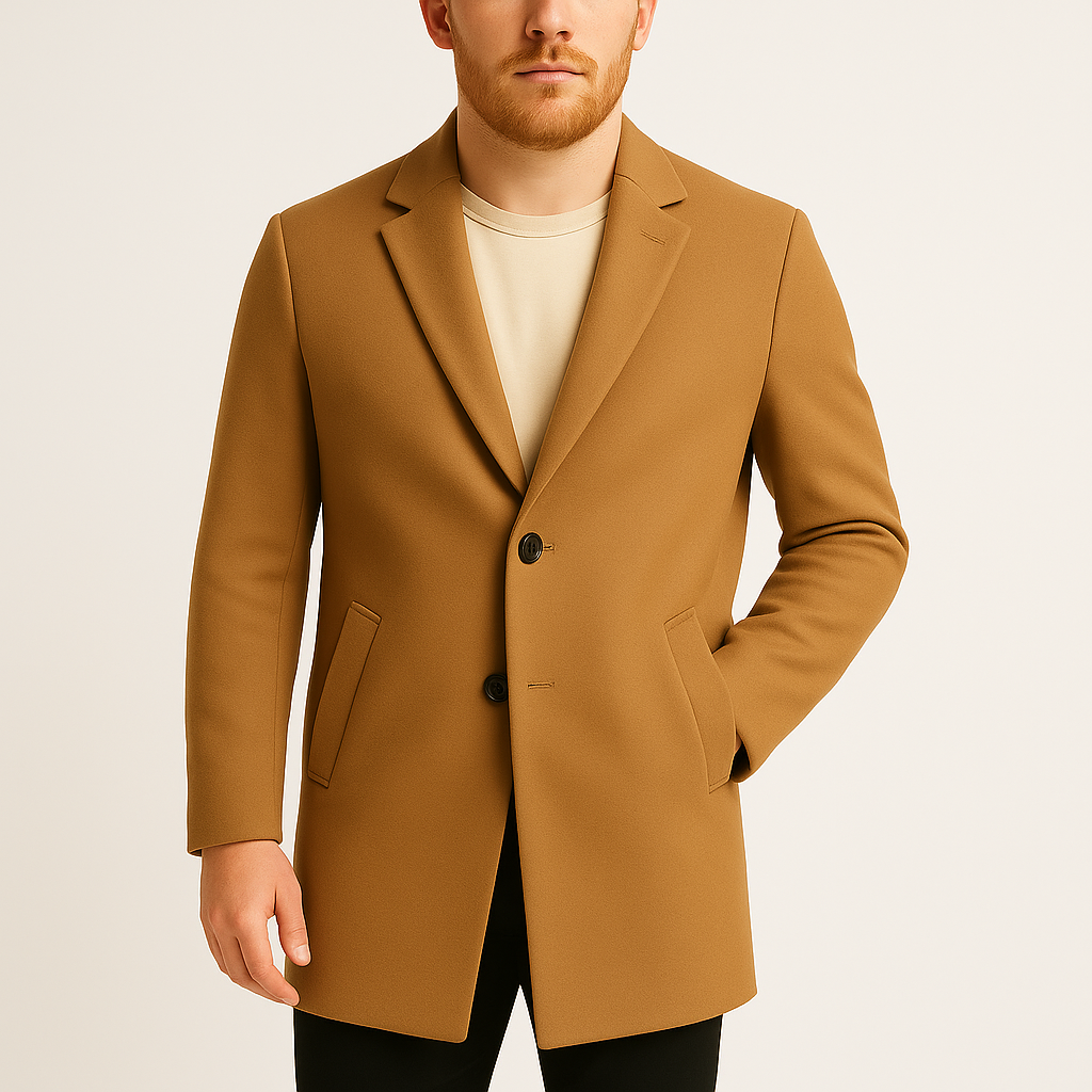 Męski płaszcz z domieszką wełny