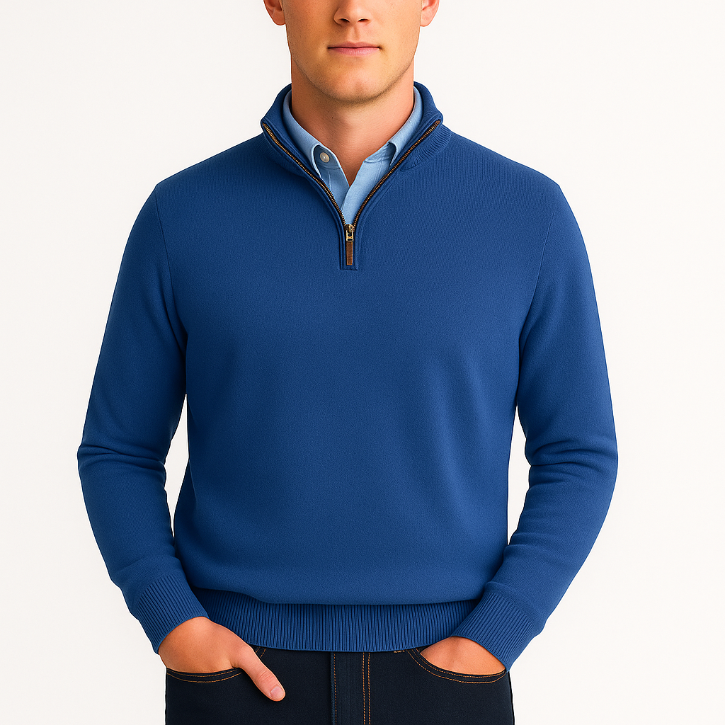 Męski sweter zapinany na zamek z dzianiny basic