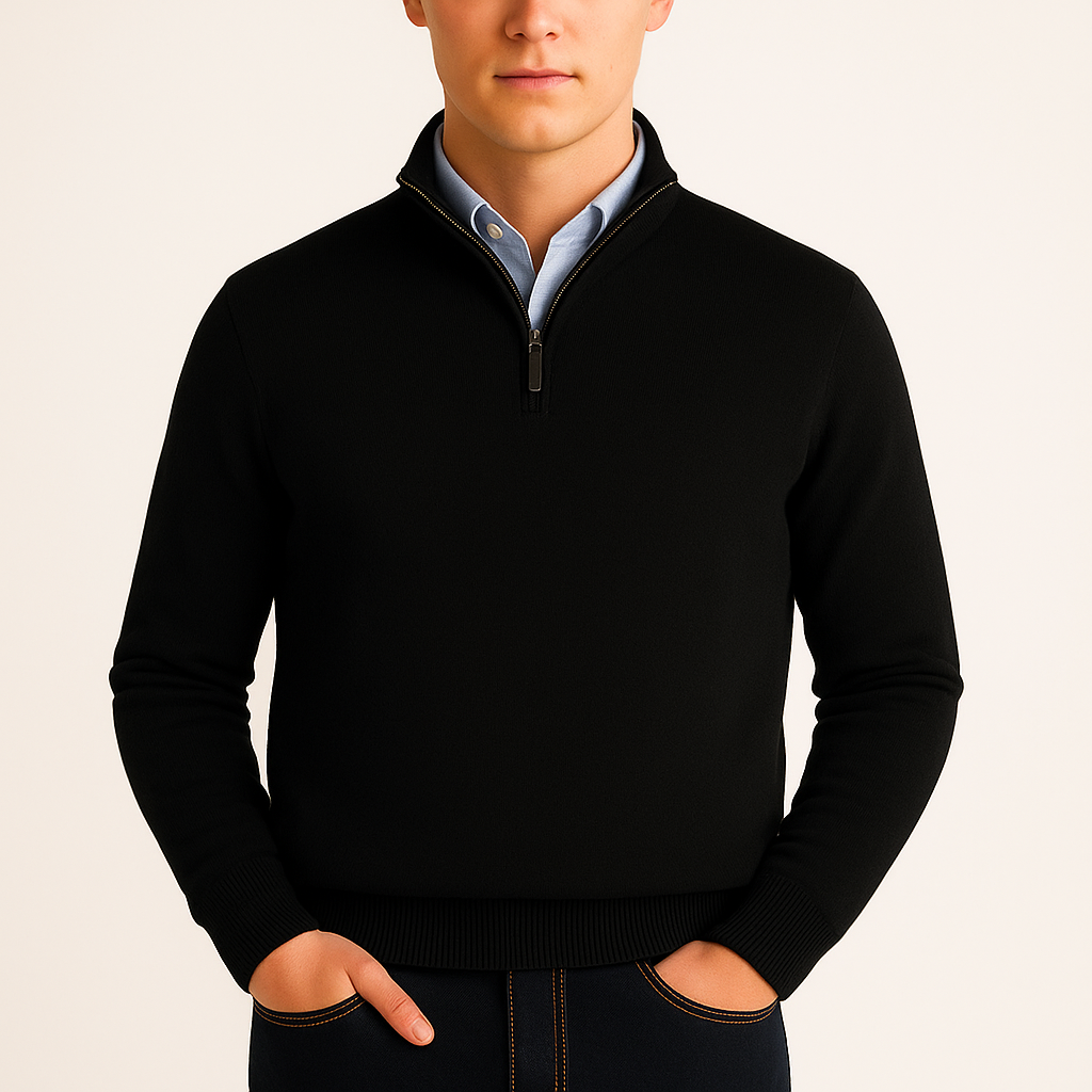 Męski sweter zapinany na zamek z dzianiny basic