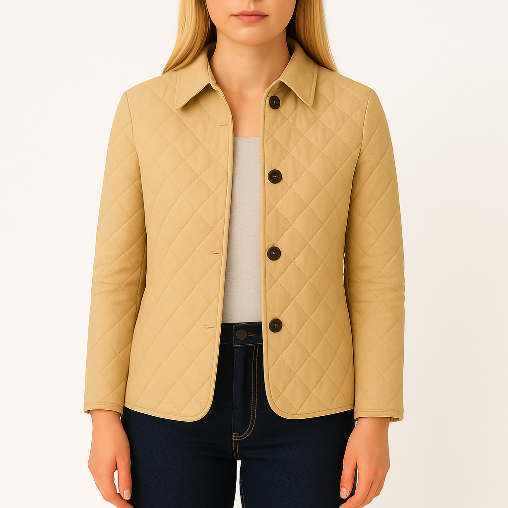 Damska pikowana kurtka w romby z taliowanym krojem