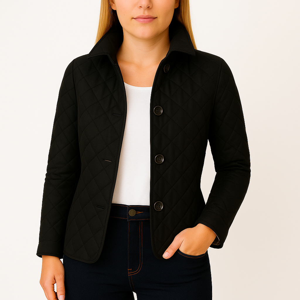 Damska pikowana kurtka w romby z taliowanym krojem