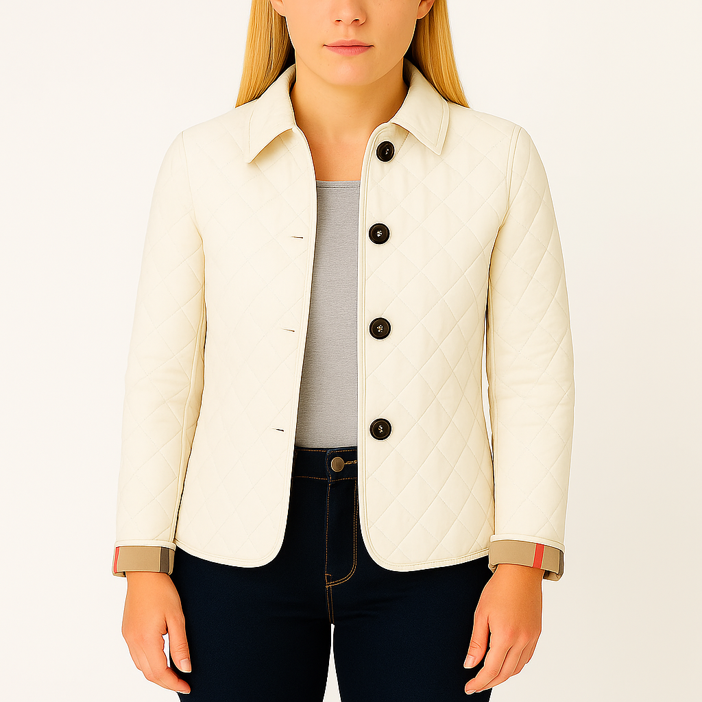 Damska pikowana kurtka w romby z taliowanym krojem