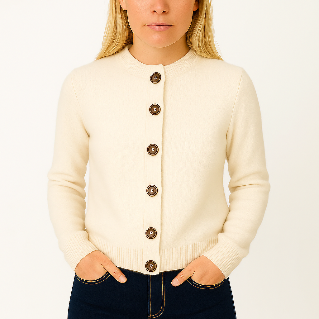 Damski kardigan rozpinany z kołnierzem