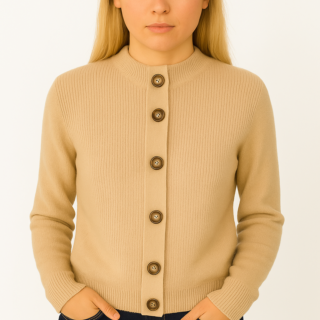 Damski kardigan rozpinany z kołnierzem