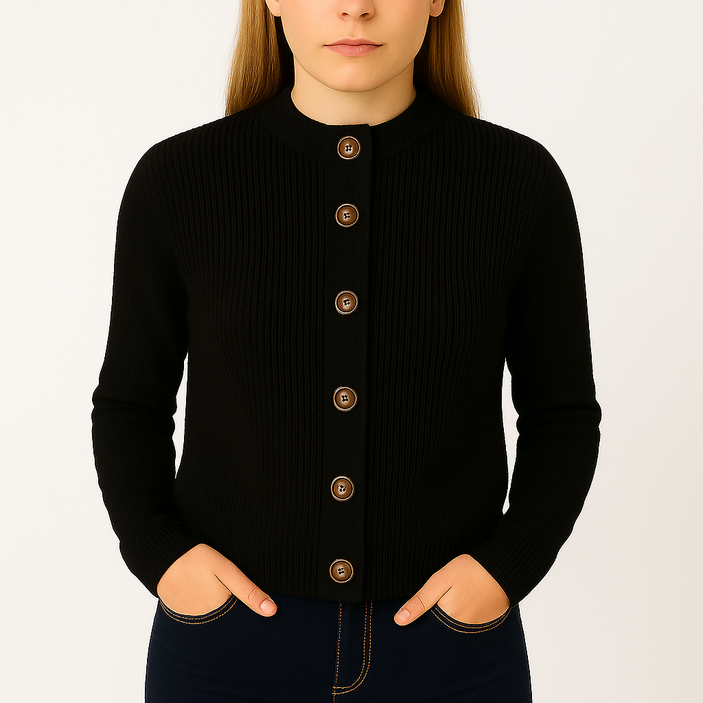 Damski kardigan rozpinany z kołnierzem