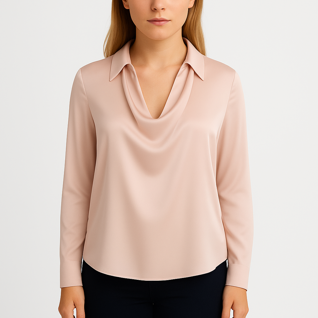 Bluzka damska z drapowaniem i długim rękawem