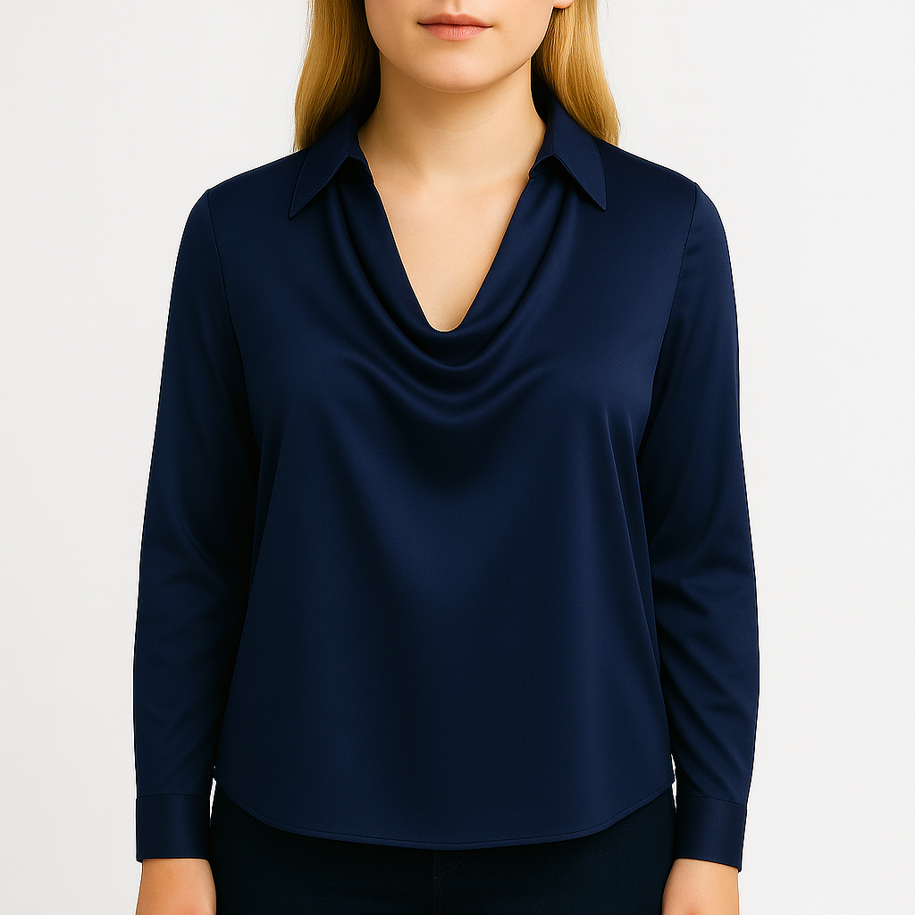 Bluzka damska z drapowaniem i długim rękawem