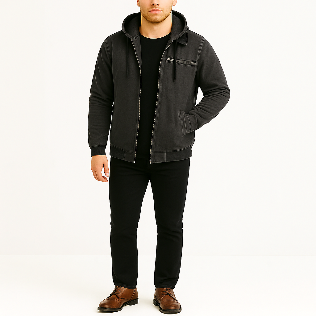 Męska kurtka z kapturem i zamkiem błyskawicznym