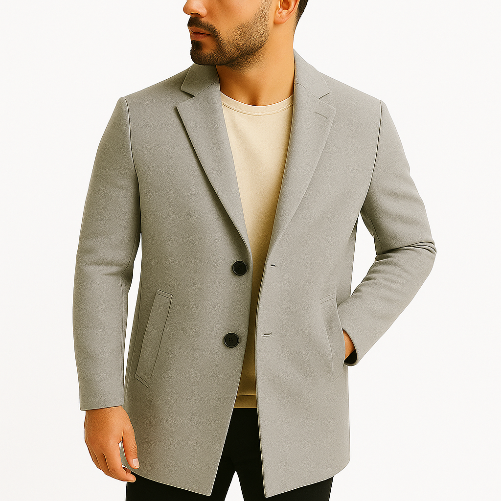 Męski płaszcz z domieszką wełny