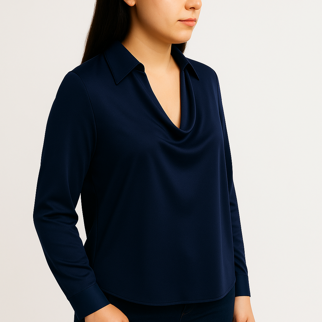 Bluzka damska z drapowaniem i długim rękawem