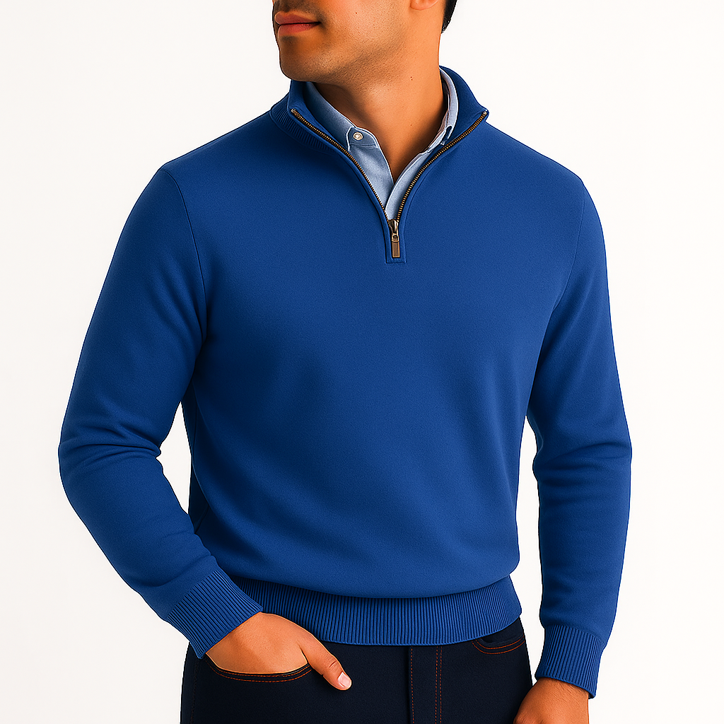 Męski sweter zapinany na zamek z dzianiny basic