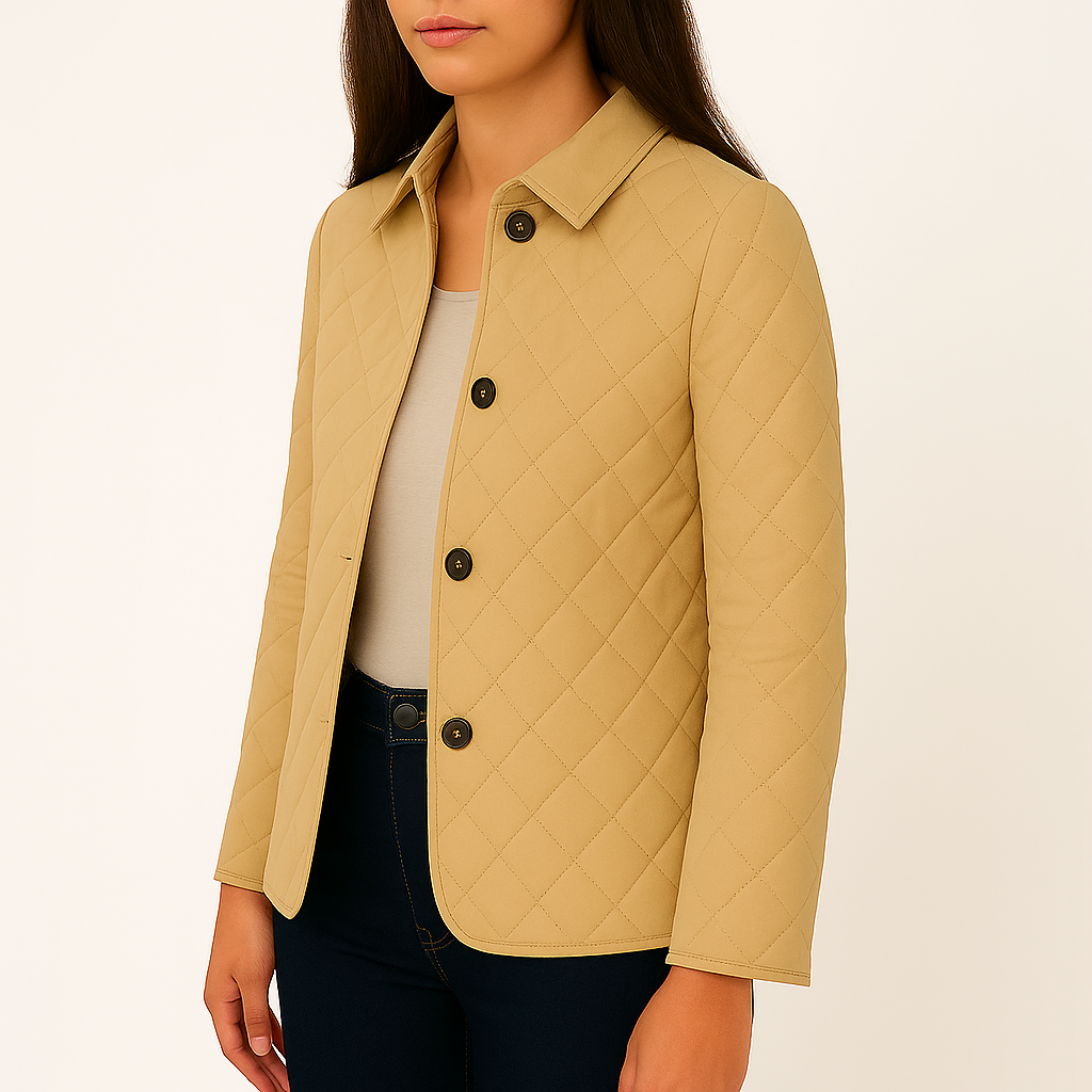 Damska pikowana kurtka w romby z taliowanym krojem