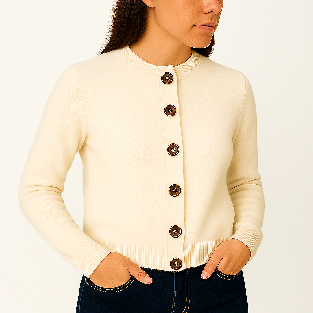 Damski kardigan rozpinany z kołnierzem