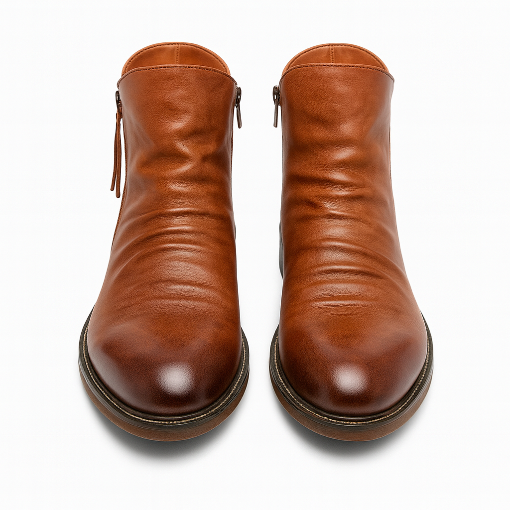 Męskie sztyblety skórzane z bocznym zamkiem